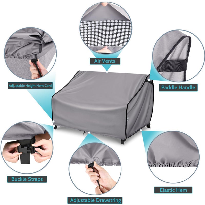 Varietyface Outdoor Furniture Covers Waterproof,Fits up to 62""W x 38""D x 35""H,Patio Sofa Covers Sunproof,Lawn Furniture Covers,Black - Image 3